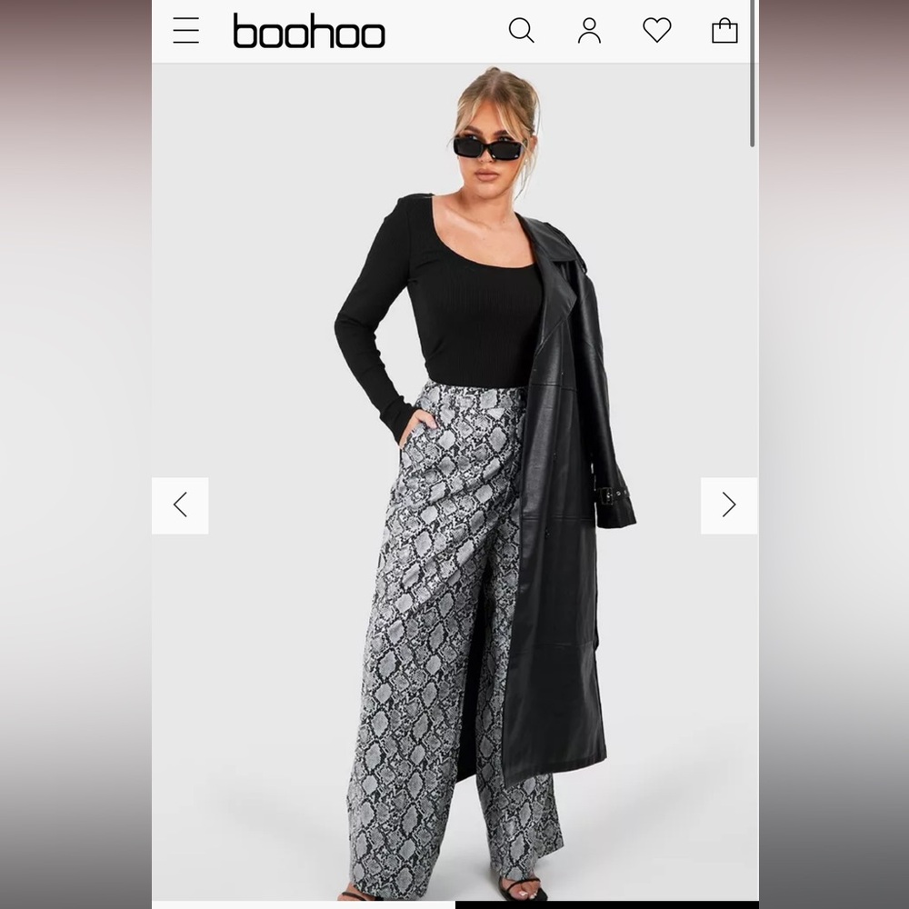 Snake print wide leg trousers
